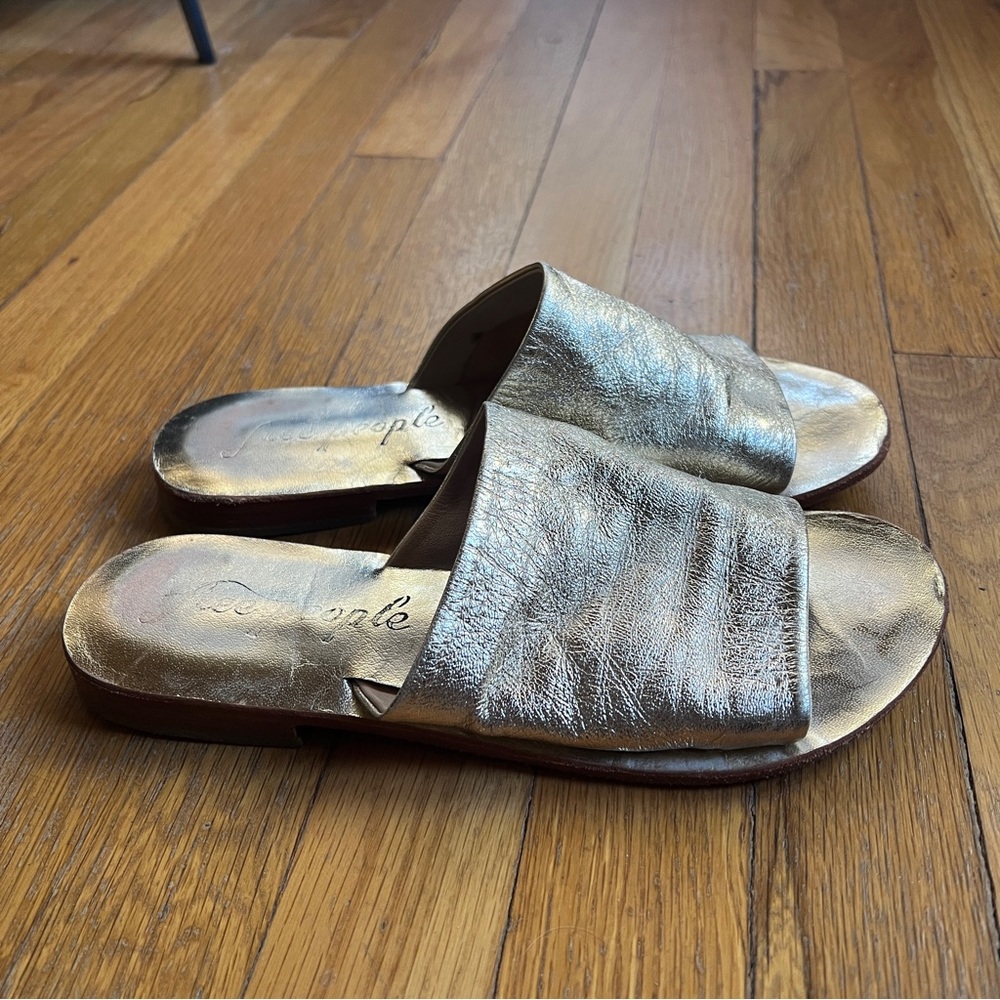 Free people gold slide sandals